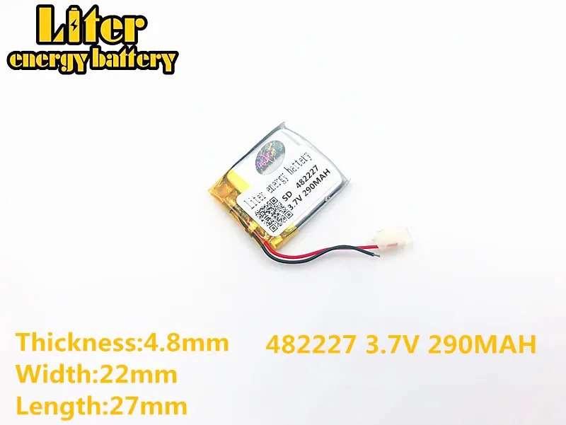 482227 3.7V 290mAh Rechargeable li Polymer Battery For smart watch GW01 bluetooth headset 482227PL