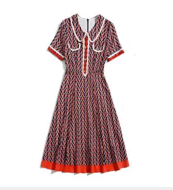 

European station 2019 summer new women's slim printed long dressT3600