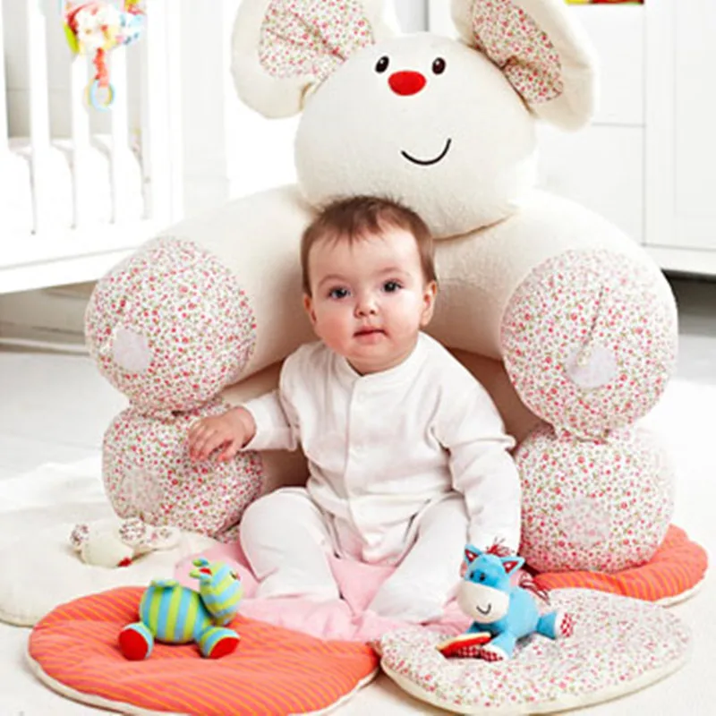 

White Mouse Inflatable Baby Sofa Seat Blossom Farm Sit Me Up Cosy Infant Soft Sofa Play Mats EC-005