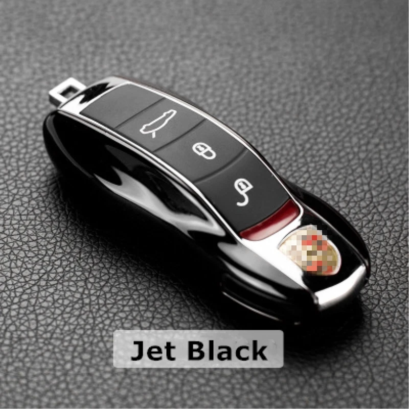 Jet preto fob remoto chave caso capa modificada chave escudo substituir para porsche cayenne macan 911 carrera boxster cayman panamera