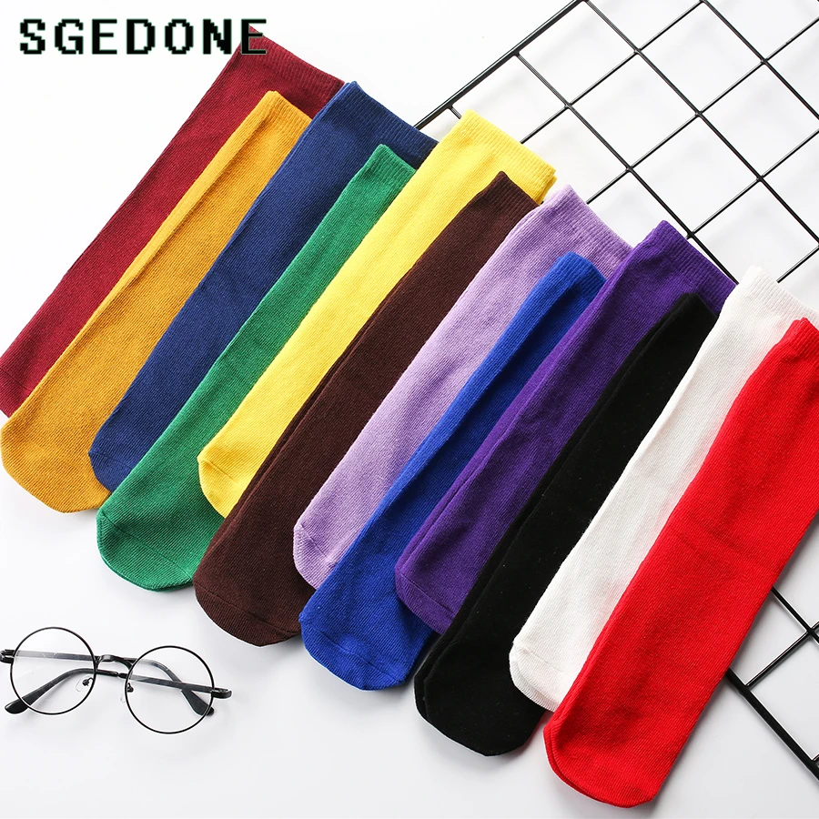 SGEDONE  1-9 Year Children Socks Spring&Autumn Cotton Baby Girls Socks With Boys Socks Solid Color Kids Sport Parentage Socks