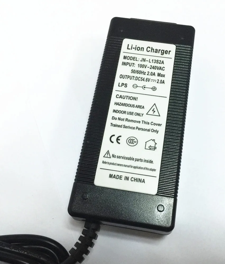 54.6V2A Lithium Battery Charger for 48V Lithium Battery Pack  3 pins Female Connector GX16 12.44mm Sockets no fan