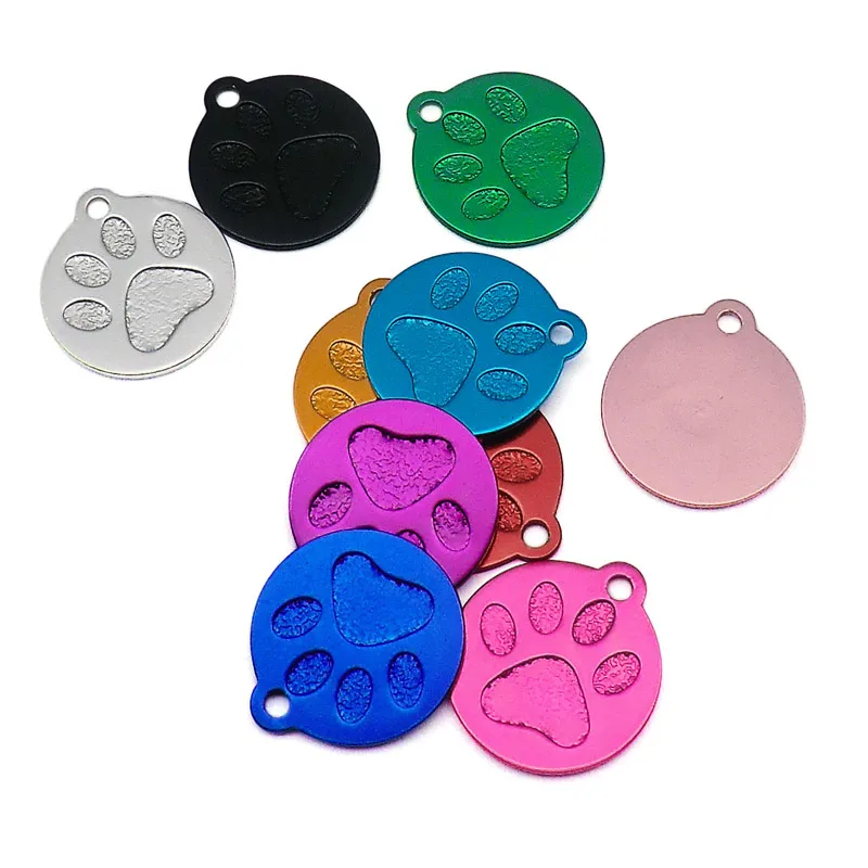 

100PCS Paw Round Aluminum Personalized Pet Dog Cat ID Tags Customized Cat Pet Name Phone No. Puppy TAG ID Accessories