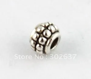 140PCS Tibetan silver dotted barrel beads A8274