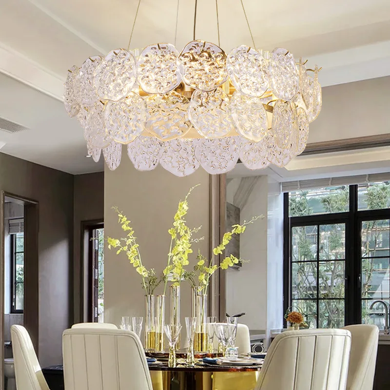 Copper Postmodern Chandeliers, Simple Art Glass Store Lights in American Living Room, Bedroom and Restaurant