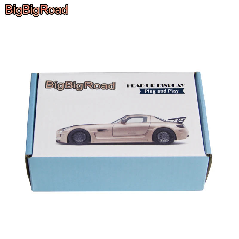 BigBigRoad Car HUD Head Up Display OBDII 2 EUOBD Interface Speedometer Windscreen Projector speed voltage Fuel Alarming