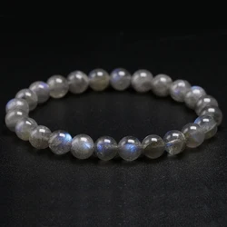 Personalized Natural AAA Grey Labradorite Stone Bracelet Rainbow Light Beads Bracelets Handmade for Woman Men Gift
