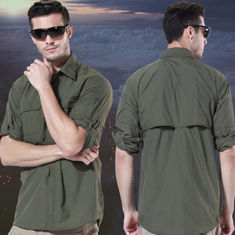 Imagem -04 - Camisa de Pele de Manga Comprida Seca Rápida Masculina Proteção Solar Fina Respirável Protetor Solar Tops ao ar Livre Verão Pesca Equitação Camping