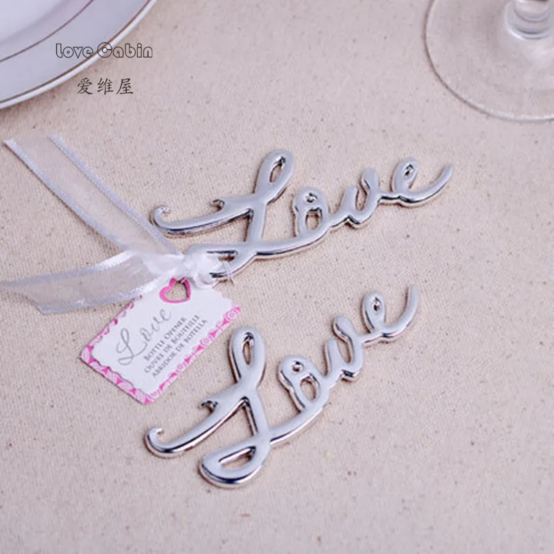 Good Quality Chrome Love Bottle Opener Wedding & Bridal Shower Favors and Gift For Guest Silver Gold Color 100