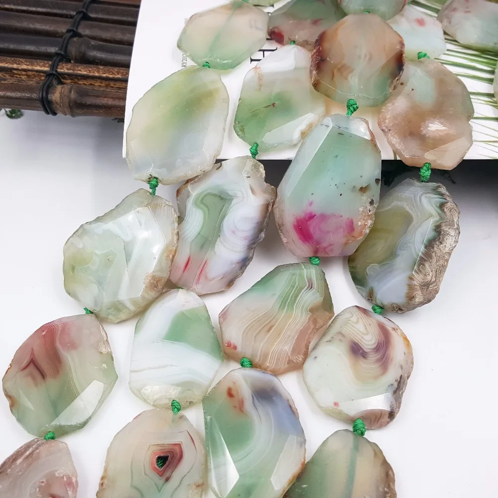 LiiJi – perles libres en agate verte pour la fabrication de bijoux, 15 pouces, vente en Stock Unique