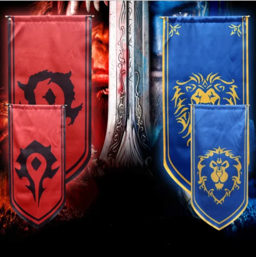 

130x57cm WOW Version Alliance Lion & Horde World of War craf Game Movie Big Horde Flag Banner Alliance Horde Cosplay