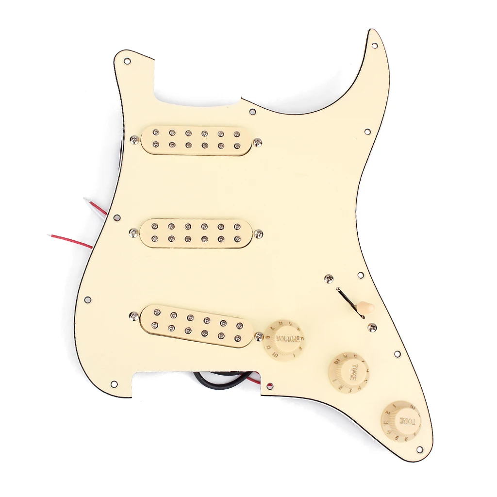 Replacement Prewired HHH 3 Dual Coil Pickups 3ply 11 Holes Pickguard w/ Volume &  Control Knobs for Fender ST Guitar Parts