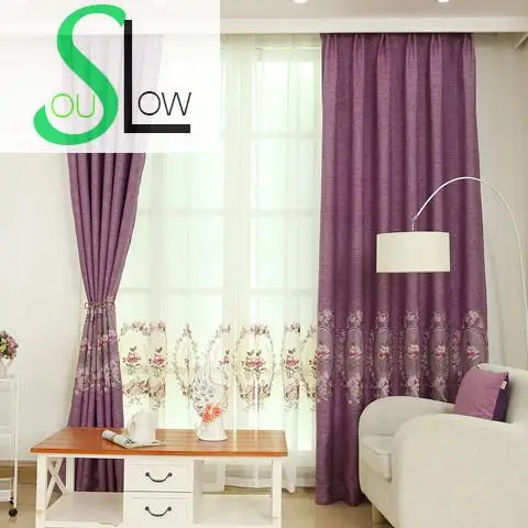 

Slow Soul Blue Green Grey Purple Mirror Peony Curtain White Embroidered Curtains Tulle Cortinas For Living Room Kitchen Bedroom