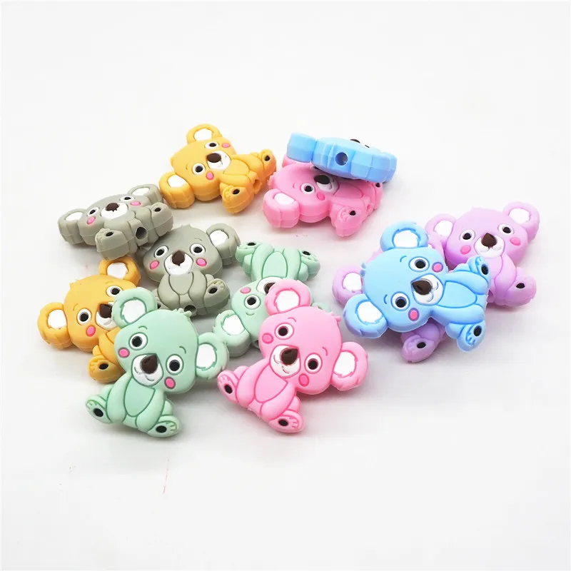 

Chengkai 500pcs BPA Free Silicone Koala Teether Beads DIY Animal Baby Shower Teething Montessori Sensory Cartoon Toy Accessories