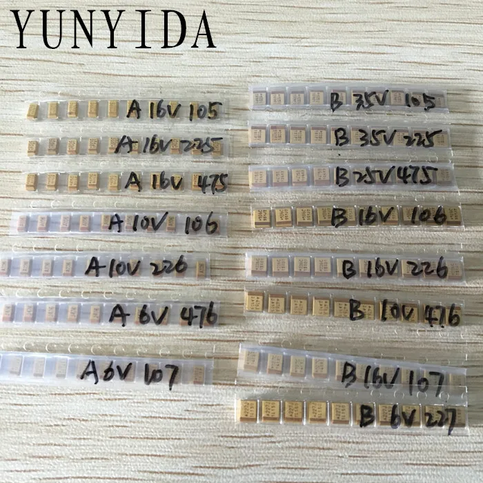 15 Valuesx10pcs=150pcs A Case and B Case Tantalum capacitor kits 1uf-220uf KIT (16-26)