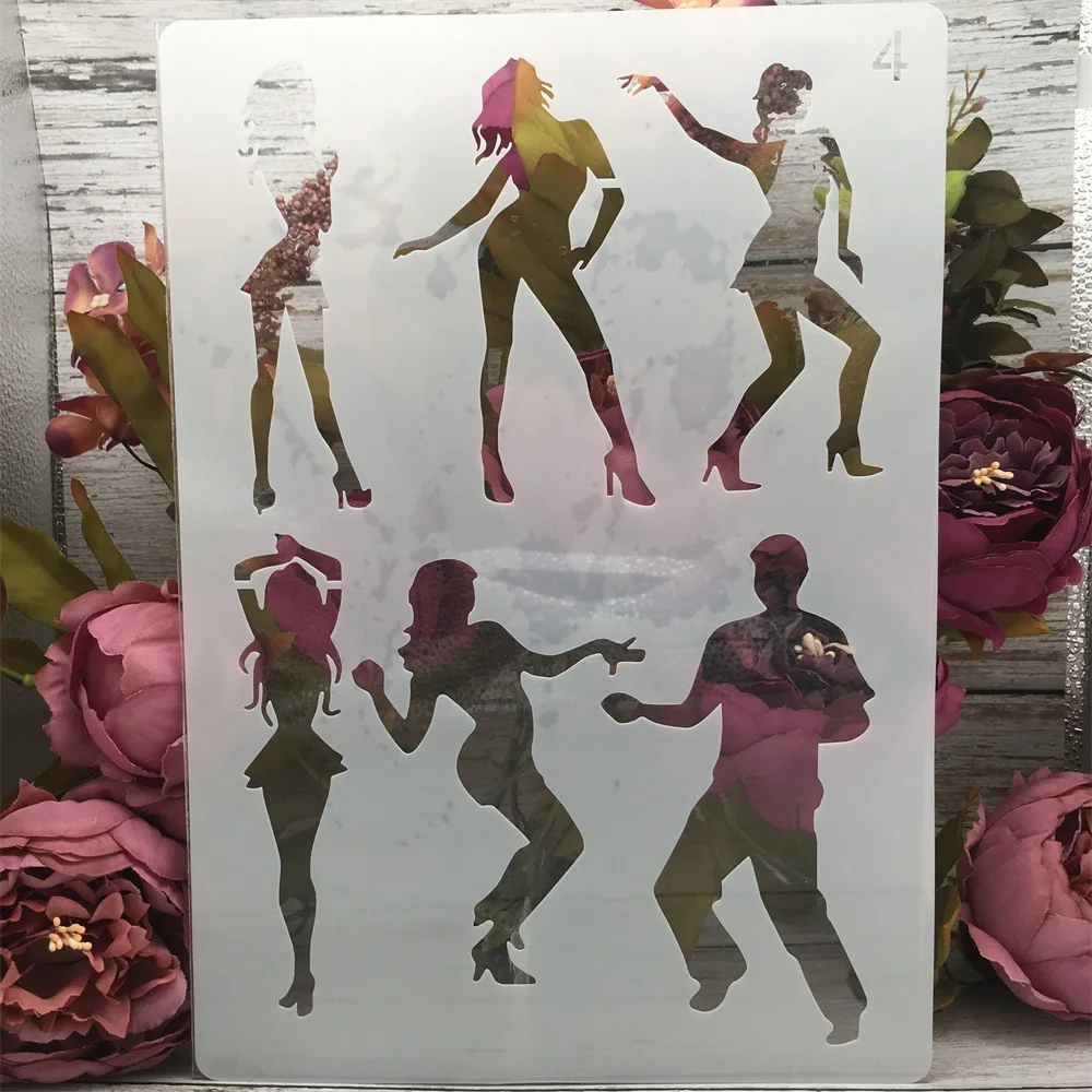 A4 29cm Lady Girl Dancing DIY Layering Stencils Painting Scrapbook Coloring Embossing Album Decorative Paper Card Template