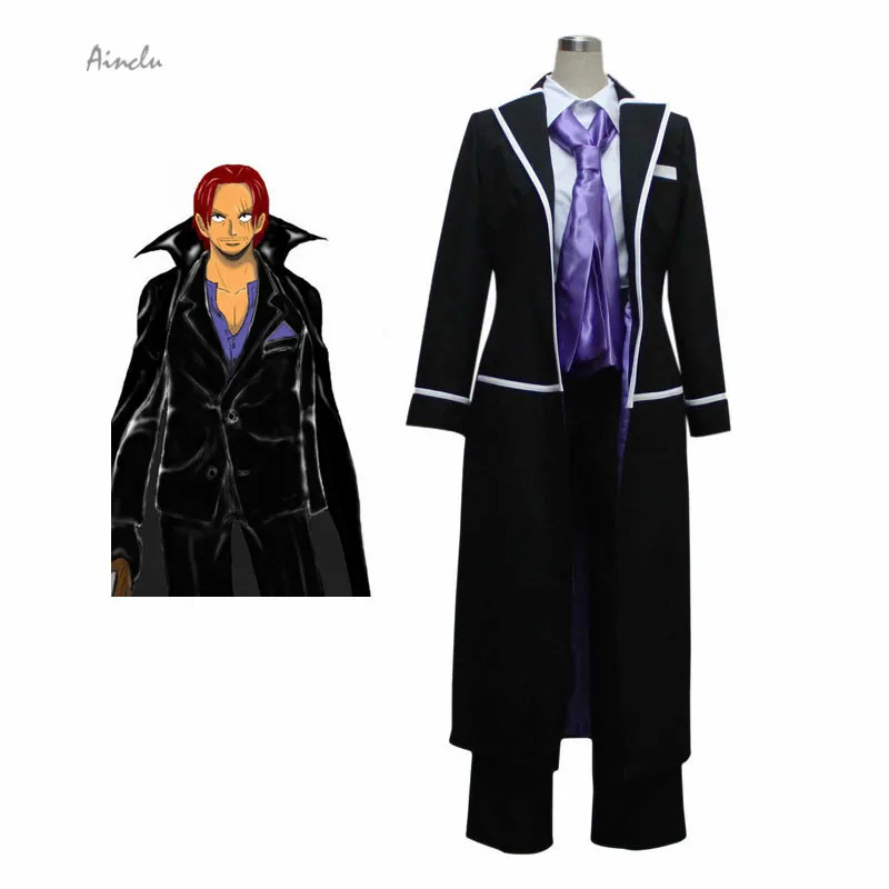 Ainclu Customized Top Selling Black One Piece Shanks Cosplay Costumes Red Hair Shanks Halloween Cosplay Costumes Free Shipping