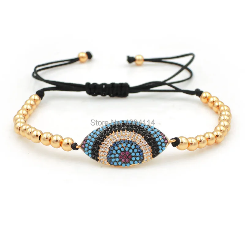 

30*13*2.5mm Micro Pave CZ Of Mixing Colors Eye Connector Charm Bracelet Braided Centipede Knot