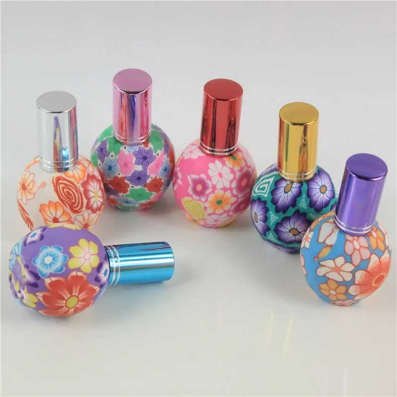 20pcs x 15ml Polymer Clay Spray Bottle Travel Refillable Glass Bottle Perfume Empty Atomizer Container Mix Color