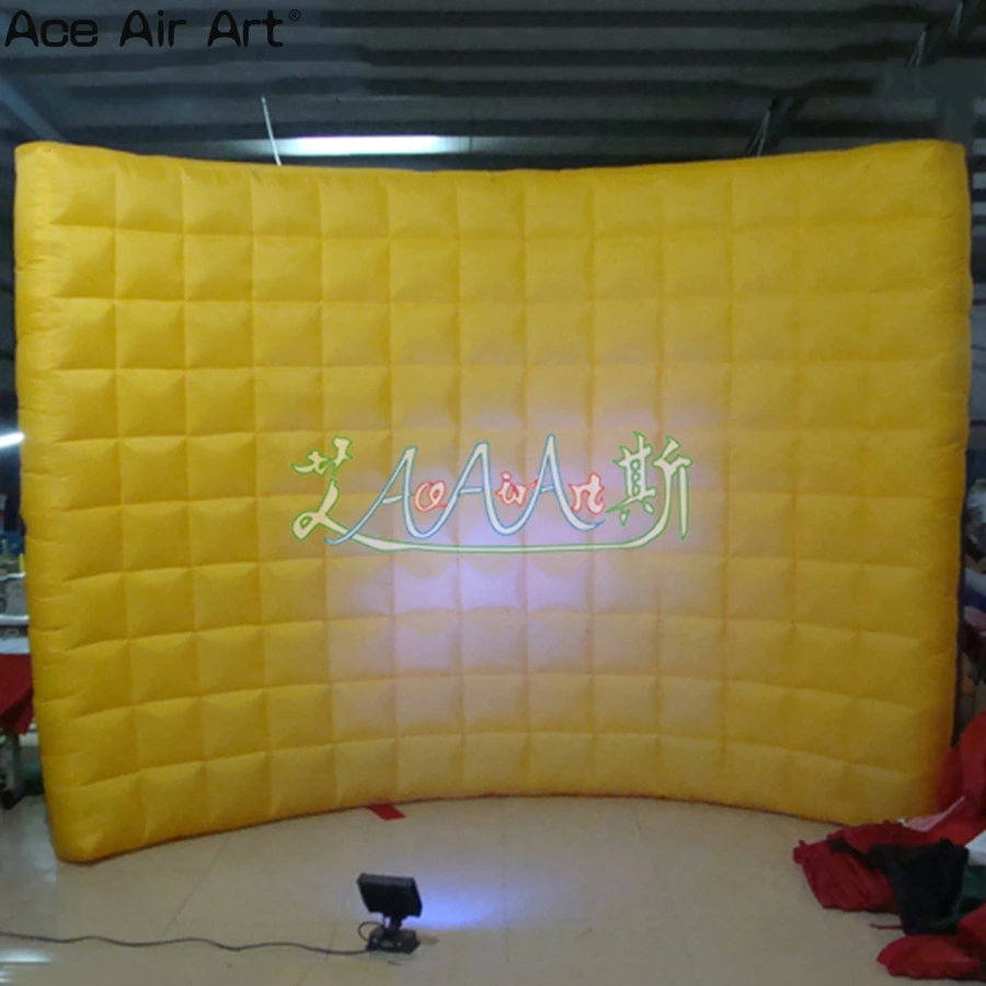 Mur de stand photo gonflable personnalisé avec logo jaune LED, mur d'arrière-plan pour fête de mariage aux états-unis