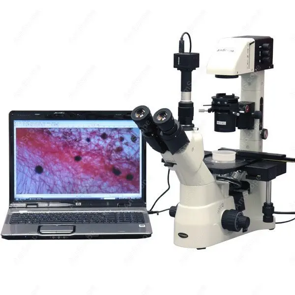 AmScope 反転無限補正位相コントラスト三眼複合顕微鏡 40X-1200X + 9MP USB 2.0 カメラ