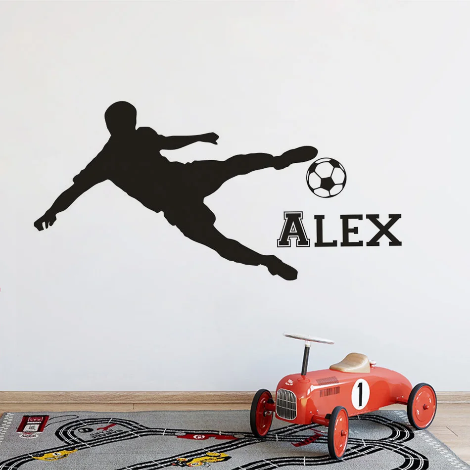 Custom Boys Name Wall Sticker Soccer Player Sportsman Wall Vinyl Decals Footbal Club Interior Décor Custom Name Gift AZ721