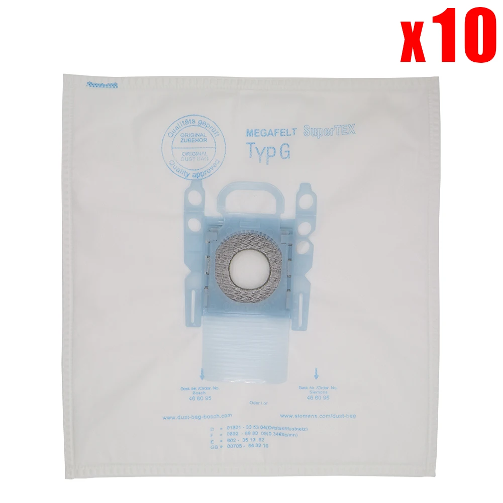 10pcs Type G Dust Bag for Bosch Bosch & Siemens BSG7 BSG6 BSGL3126GB GL30 BGL45 VSZ5 VSM5 VSZ6 Vacuum Cleaner Part Microfibre