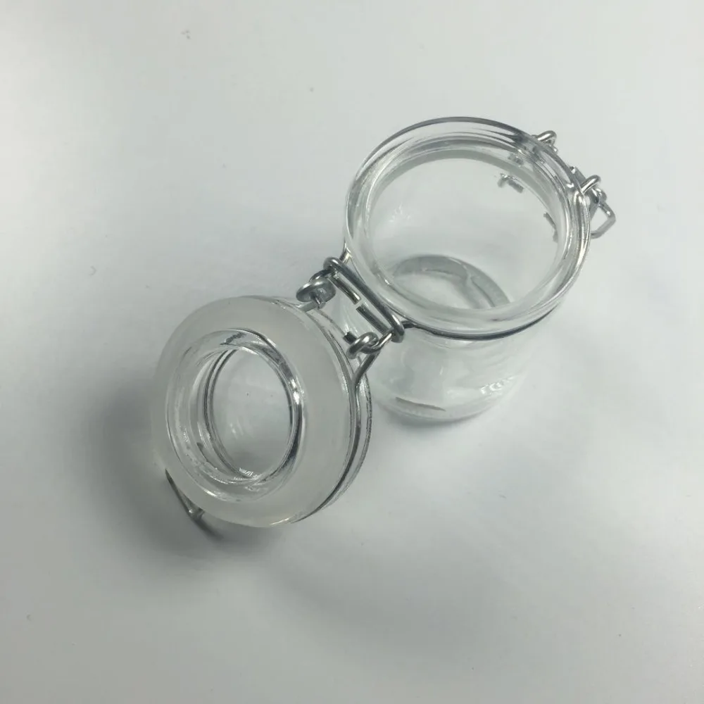 1Pc Mini Glass Round Spice Jar With Metal Buckle Clip 100ml