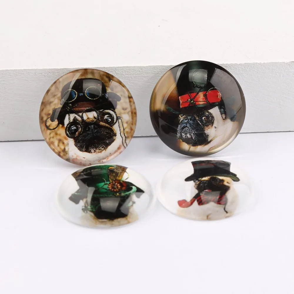 onwear 20pcs mix steampunk dog photo glass cabochon 25mm 20mm round dome diy jewelry findings for pendants necklace