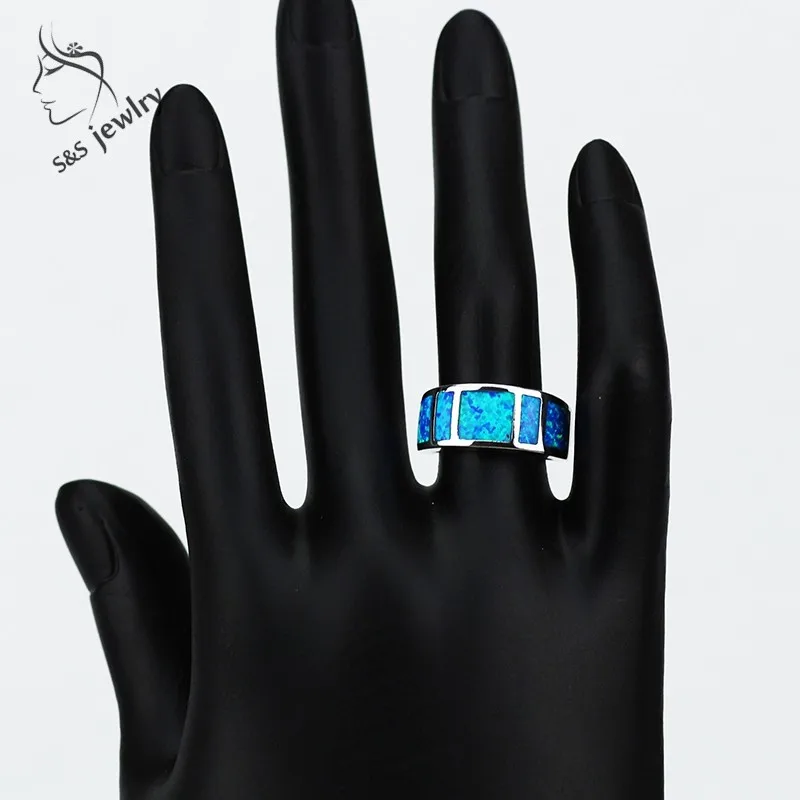 JLR-184 Hot Sale Precious Blue Opal Rings For Women & Men Unisex Big Charm Rings Fashion Jewelry