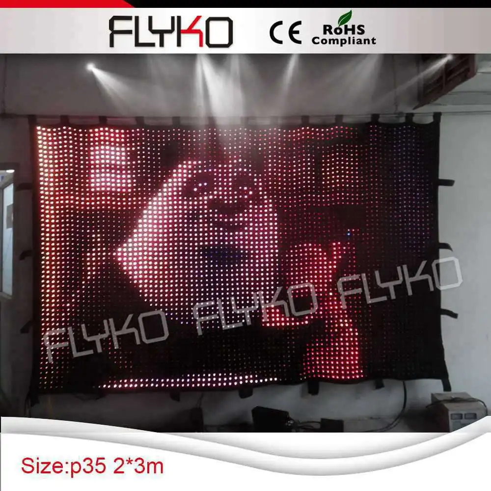 2x3m new size P3.5 stage vision curtain wedding light backdrop full sexy vedio dj curtain wall