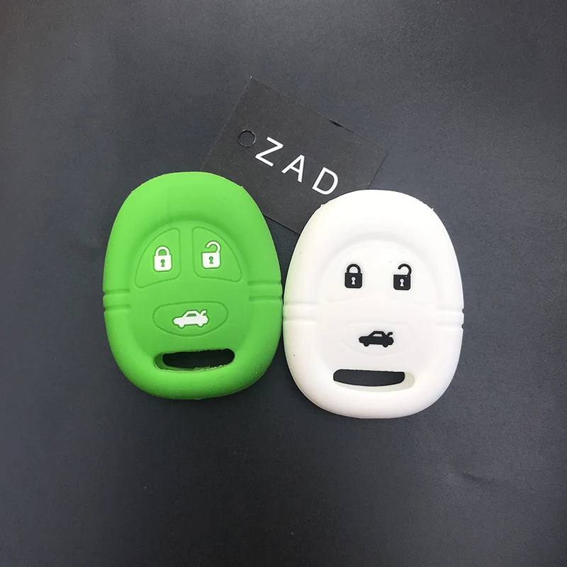 ZAD silicone rubber car key Case Cover skin holder protector Shell for Saab 9-3 9-5 93 95 3 Buttons Smart Remote Key Fob