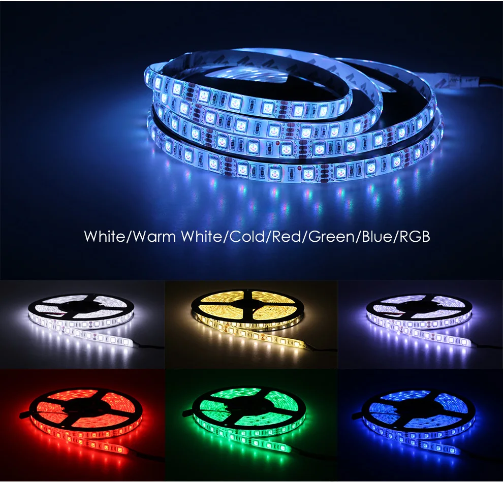 DC24V LED Strip 5050 Flexible LED Light RGB RGBW White Warm White Waterproof LED Strip 60LEDs/m 5m/lot.