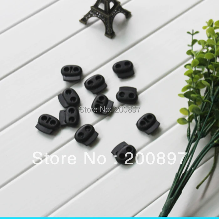 2014 rushed new plastic lock free shipping,new black cord stopper nylon 2 holes 5mm 100pcs/lot garment accessories