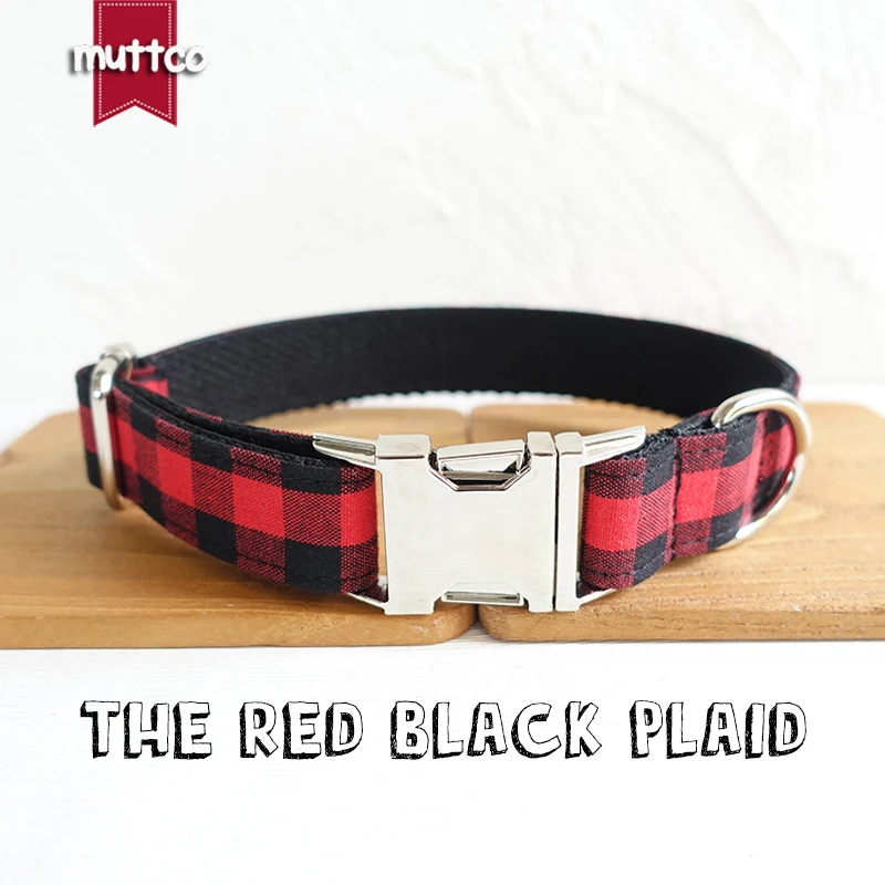 

10pcs/lot MUTTCO dog collar leash convenient to walk the dog THE RED BLACK PLAID handmade leash set for pet strap UDC074