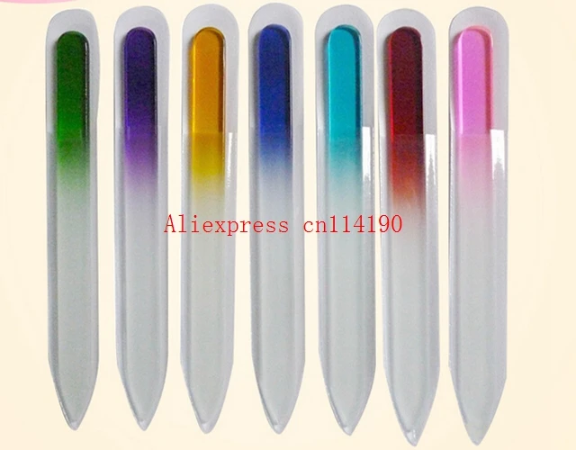 500pcs/lot Free Shipping Beauty Glass Nail Files Polishing Tools Spray Color Glass Files Manicure Tool