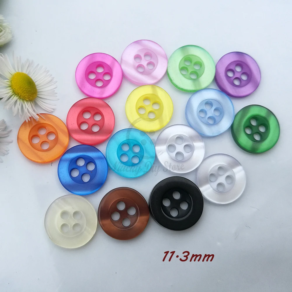 120pcs 11mm Mix colors / 1 color 4 holes Resin Shirt Buttons for Sewing scrapbooking craft Decorative Accessories Loose Buttons