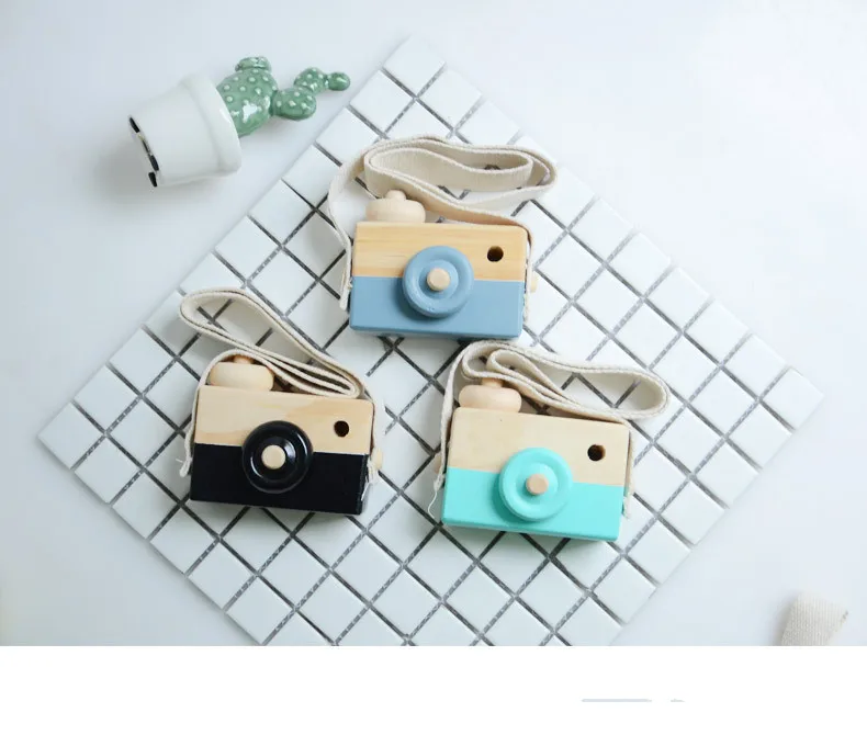 1PC Wooden Camera Cute Cartoon Baby Kid Creative Neck Camera Photography Prop Decoration Educational Children Wood Craft MA 005