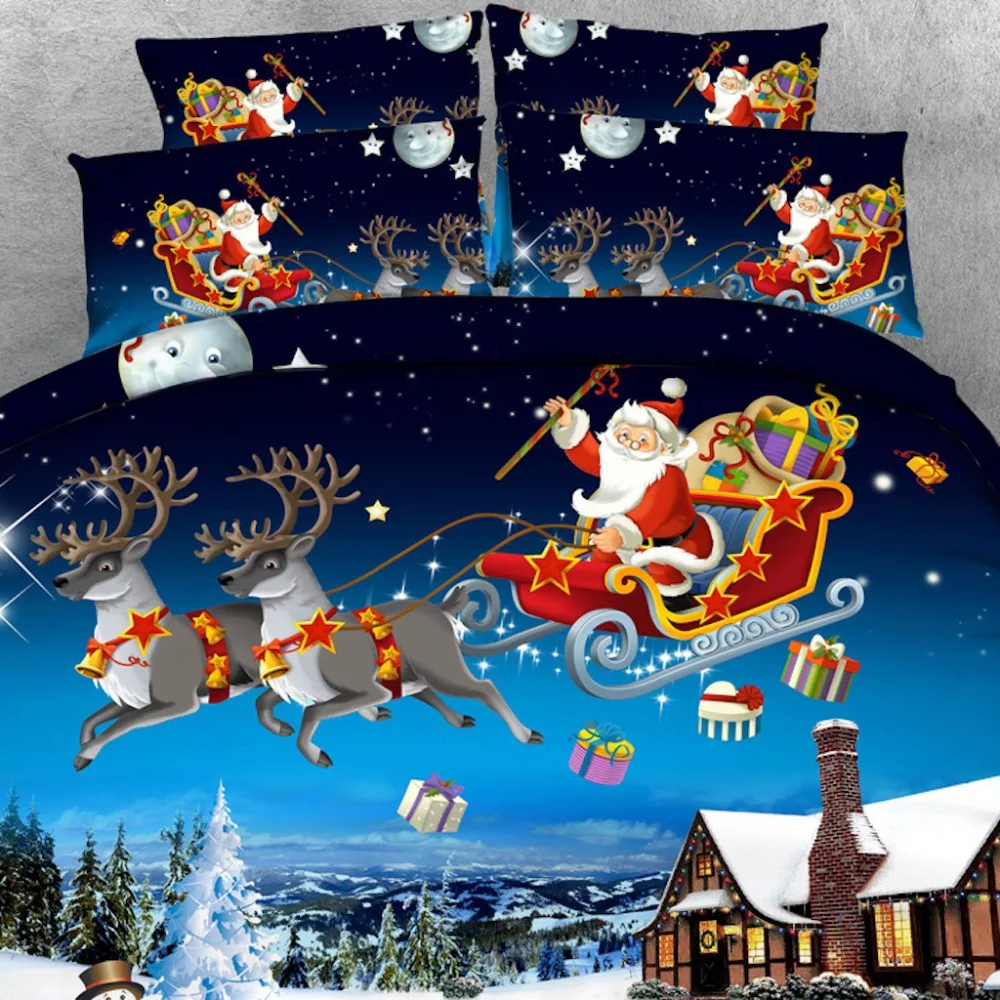 Goldeny 4 Parts Per Set Merry Christmas greetings 3d bed linen set comforter cover  bedding sets