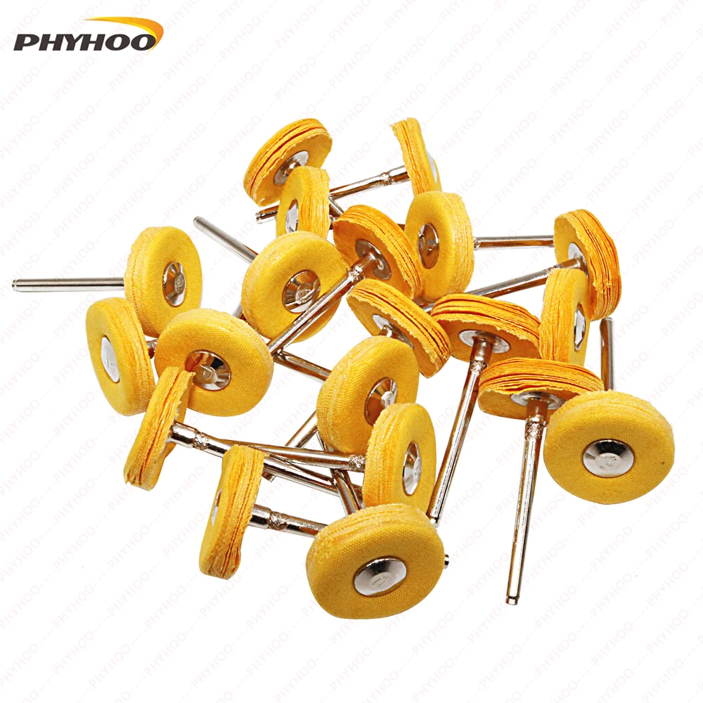 

Yellow Muslin Polishing Buffing Wheel Buffs Set Fits Dremel Rotary Tools 2.35mm Shank 20 Pieces