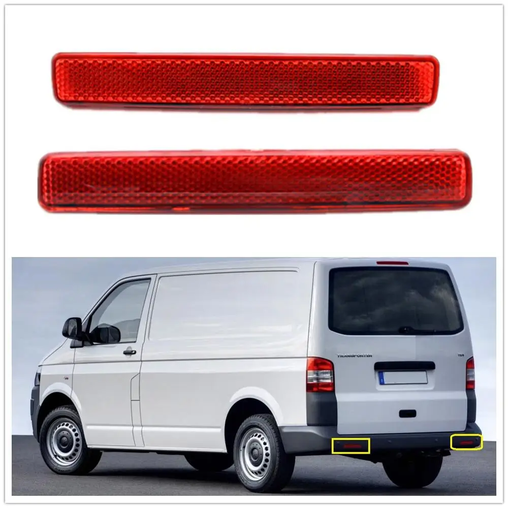 

2Pcs Left & Right For VW Transporter T5 2003-2009 Red Rear Bumper Reflector Tail Light Bars Brake Parking Warning