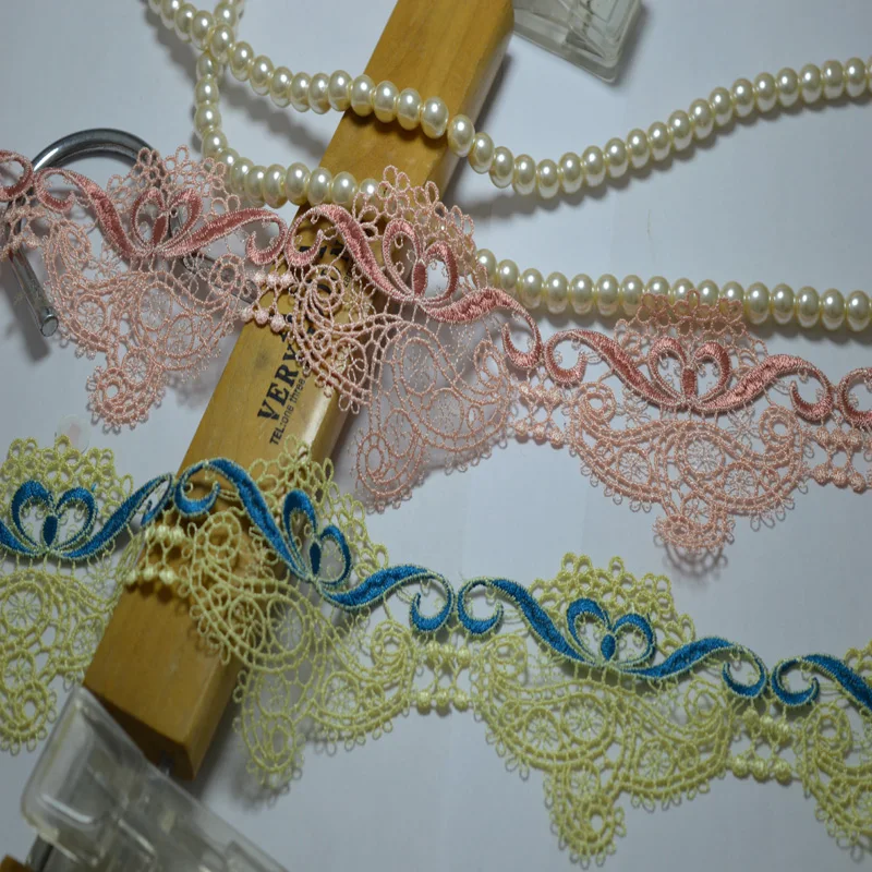 5Yards 6.5Cm Wide Green Or Pink Pink Hollow Wavy Floral Venise Lace Trim with Design for Wedding Bridal,Garment Decoration Venic