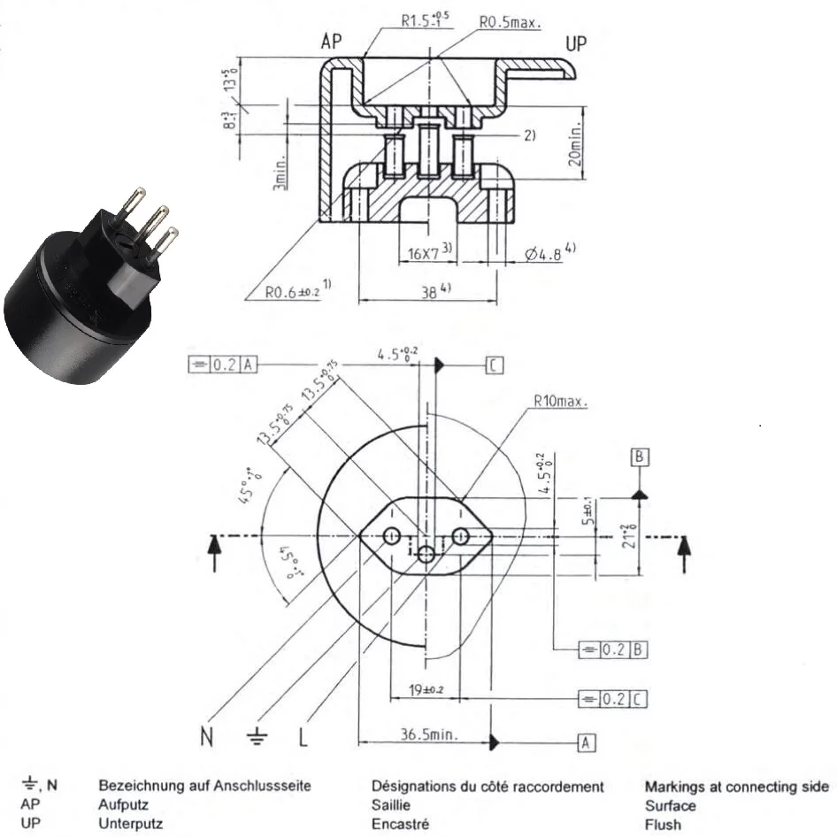 3 pin plug Travel Adapter Europ German TO Swiss plugs 10A 250V Power Plug  EU to Swiss Electrical Plug with Fuse