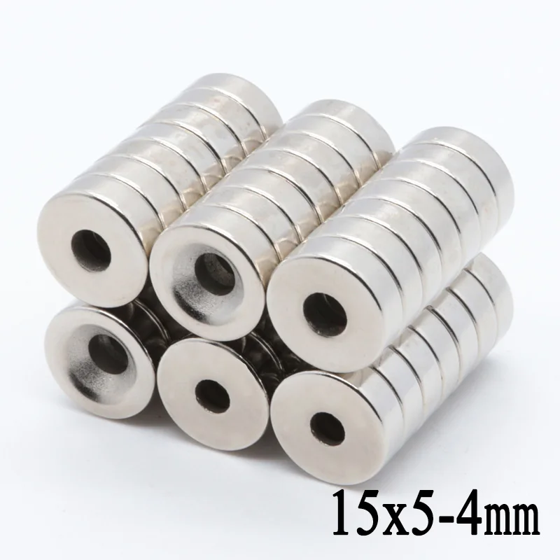 50pcs 15x5 mm Hole: 4mm N35 Super Strong Ring Magnet Permanet Powerful Rare Earth Ndfeb Neodymium Magnets