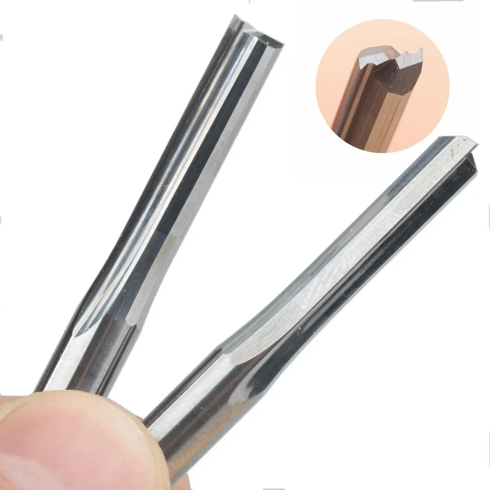 5Pcs 5mm 6mm 8mm Two Flutes Straight Slot End Mill CNC Two Dimension Wood Cutting Tools Router Bit Woodworking Milling Cutter