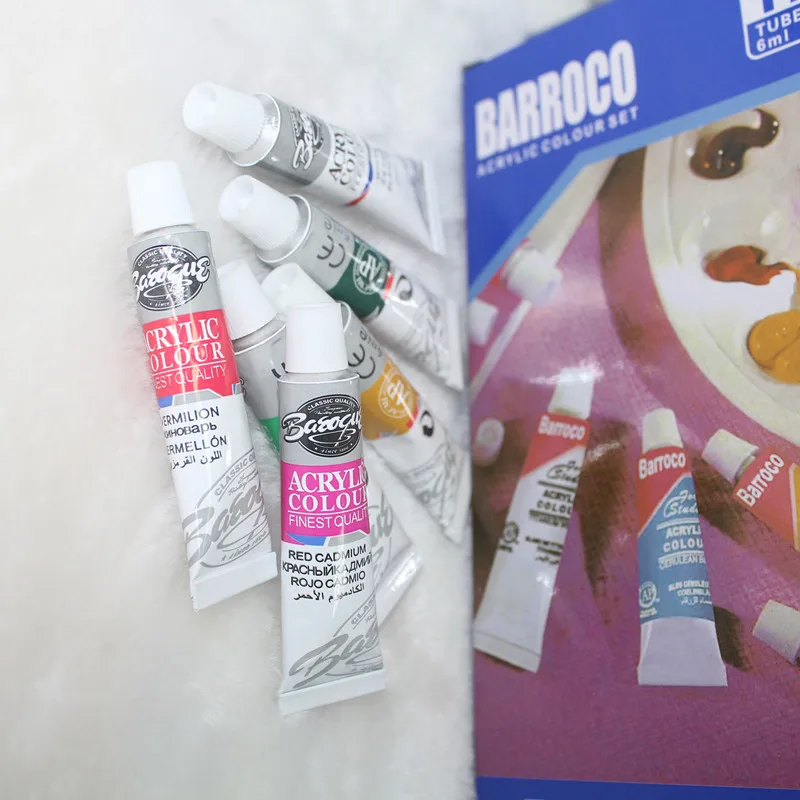 6 ML 12 Colori Professionale di Colori Acrilici Set Dipinto A Mano Pittura Murale Tessili Per La Vernice Dai Colori Vivaci Rifornimenti di Arte Pennello Libero