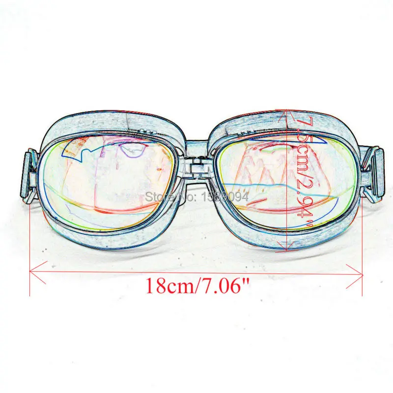 Vintage Scooter Motorcycle Goggle Glasses Cycling Goggles Pilot Motorbike Goggles Retro Jet Helmet Eyewear Silver/Copper