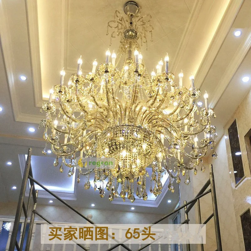 Hotel 65-arm large Led chandelier crystal droplight for Living Room Church Villa D180cm big candle chandelier lustres de cristal