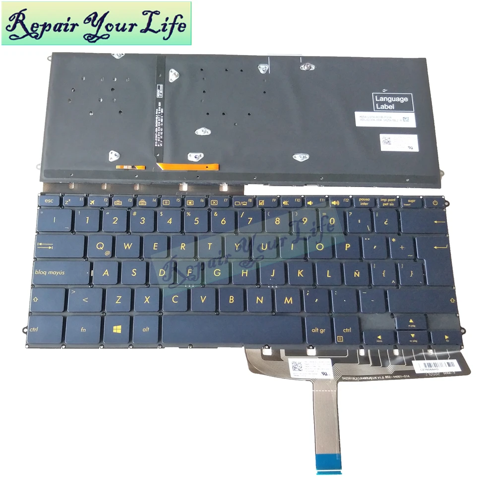 

LA Laptop Keyboard Backlight for ASUS ZenBook 3 Deluxe UX490 UX490U UX490CA UX490UA latin blue yellow key 0KNB0 D632LA00 86720