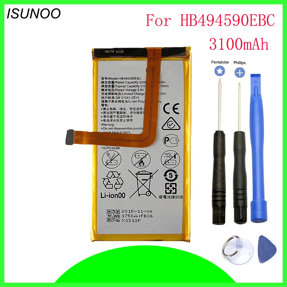 Сменный аккумулятор ISUNOO для Huawei, аккумулятор HB494590EBC для Huawei Honor 7 G620 G628 с инструментами для ремонта